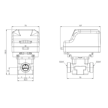 2-drogowy zawór strefowy AZV 452, DN15, G3/4'', Kvs 10, 230 V AC, NO