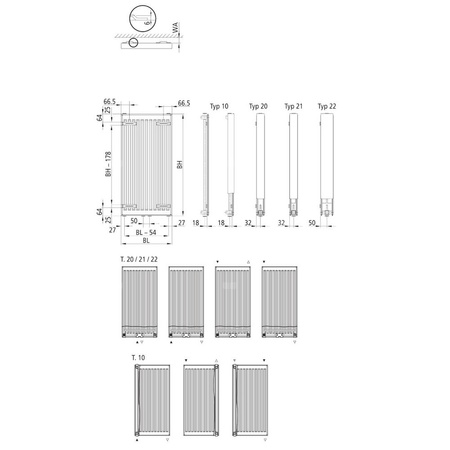 Grzejnik KermiX2 Verteo Profil typ 21 1400x64x600 biały, 10 bar, z osłonami bocznymi