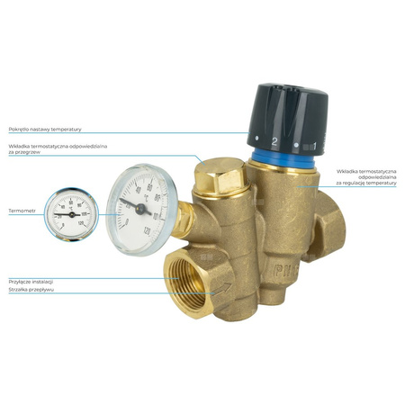 Zawór równoważący z funkcją przegrzewu do cyrkulacji c.w.u. AFRISO ATB 200 mosiądz DN 15
