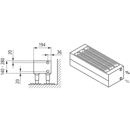 Konwektor Kermi Konvektor Typ43 BH70x194x800mm QN650, weiß, 6bar, o. Abd, AB 12