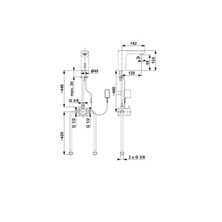 Bateria umywalkowa stojąca KFA Armatura SALTO, chrom, montaż blat / otwór na baterię