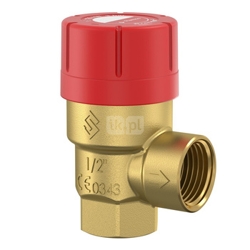 Zawór przelewowy kątowy (90') FLAMCO MEIBES Prescor mosiądz GW gazowy walcowy x GW cylindryczny bspt-rp 1/2''