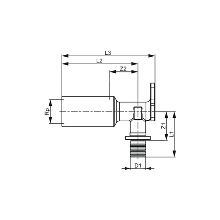 Kolano naścienne 90' TECE flex, mosiądz, 16 mm x 1/2'' (zz x GW), 82 mm