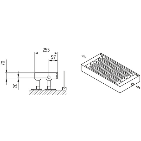 Konwektor Kermi Kon m. Str. Typ44 BH140x255x1100mm QN1509,weiß,6bar,o. Abd.,AB Uni.