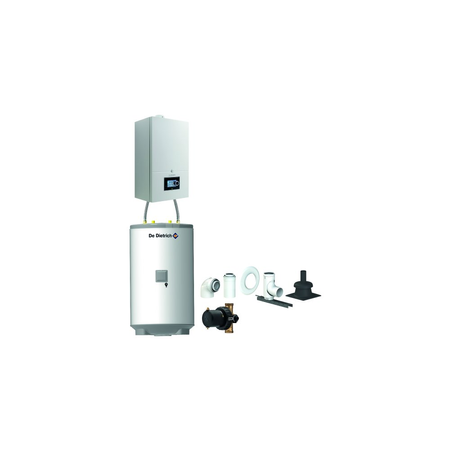 Pakiet - Kocioł gazowy jednofunkcyjny DE DIETRICH Virtuens Smart 32 kondensacyjny wiszący 3.7 - 34.9 kW + Zestaw powietrzno-spalinowy szachtowyBazowy PP/Alu fi 60/100 na fi 80 + Zasobnik c.w.uAQUAvie125 + Filtr magnetyczny XS90 A