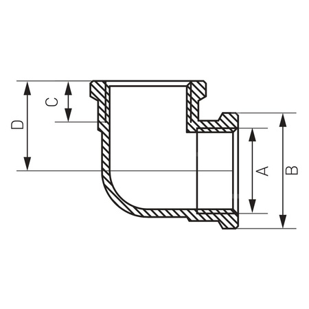 Kolano 90' FERRO, mosiądz (chrom), 3/8'' (GW)