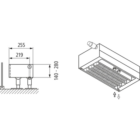 Konwektor Kermi V-Kon S Typ44 BH280x255x1600mm QN3467, weiß, 6 bar, o. Abd., Vent. re