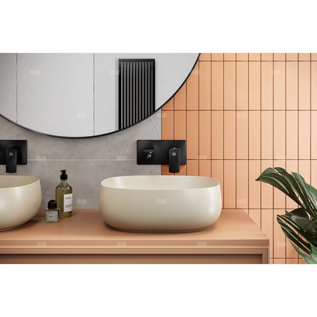 Bateria umywalkowa ścienna KFA Armatura MOKAIT, czarny, montaż podtynkowa