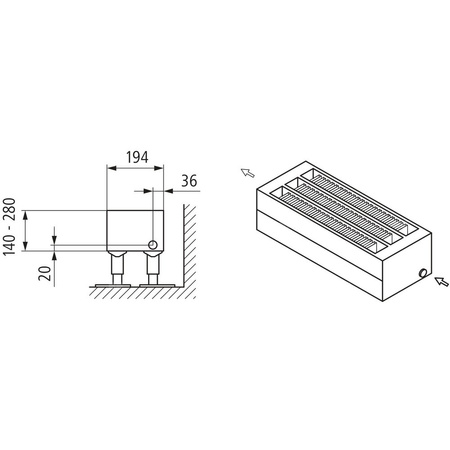 Konwektor Kermi Konvektor Typ43 BH70x194x600mm QN488, weiß, 6bar, m. Abd, AB 12
