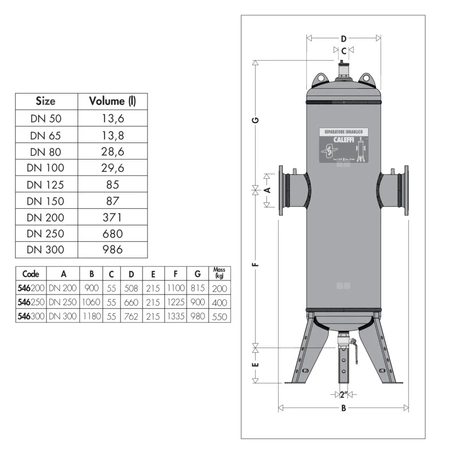 Separator powietrza-zanieczyszczeń kołnierzowy DN200