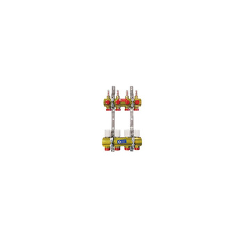 Rozdzielacz do ogrzewania podłogowego GIACOMINI R553F 8-obieg. mosiądz 1'' x GZ metryczny 18 + przepływomierz + termostat