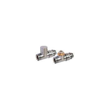 Zestaw Design prosty (zawór termostatyczny z nastawą i powrotny 1/2"-3/4"E) kolor biały
