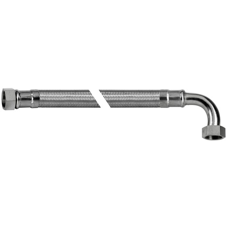 Wąż elastyczny przyłączeniowy QIK stal nierdzewna, 3/4'' x 3/4'', dł. 800 mm, GW x GW (przyłącze kątowe) z oplotem