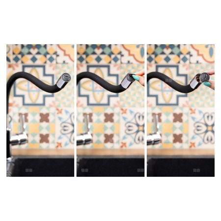 Bateria zlewozmywakowa stojąca KFA Armatura RUMBA, kolor chrom, czarna, mosiądz