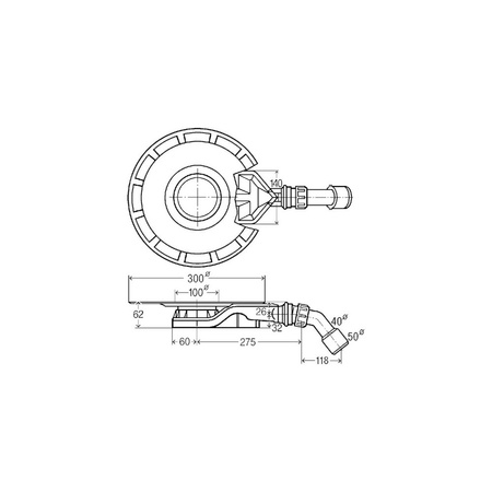 Advantix-odpływ łazienkowy 62 mm (wersja remontowa) nr wzoru 4980.63 DN: 40/50 H zab.: 62