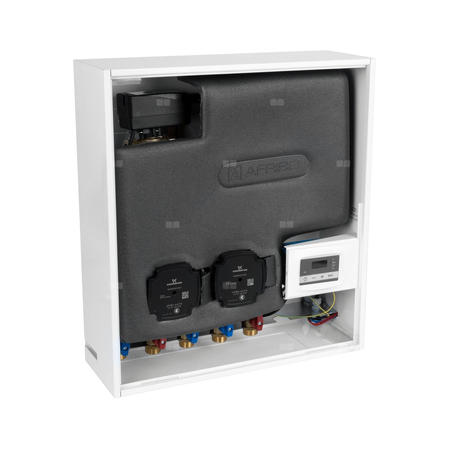Grupa pompowa AFRISO PrimoBox AHB 642 GZ x GW 3/4'' x 3/4'', z zaworem termostatycznym, z izolacją, z pompą obiegową 2x Grunfos UPM3 Auto