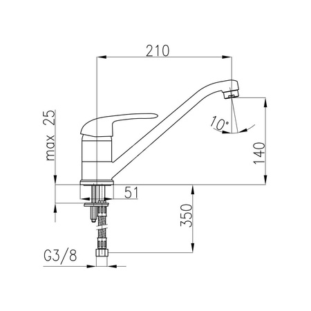 Bateria zlewozmywakowa stojąca KFA Armatura ALBIT, obrot. wylewka, kolor chrom, mosiądz