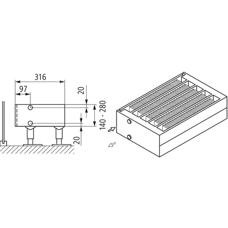 Konwektor Kermi Kon m. Str. Typ55 BH210x316x1300mm QN3084, weiß, 6bar, m. Abd., AB Uni.