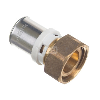 Półśrubunek prosty zaprasowywany redukcja QIK XPRT, mosiądz, 16mm x 3/4'' (ZZ x Nakrętka złącza)