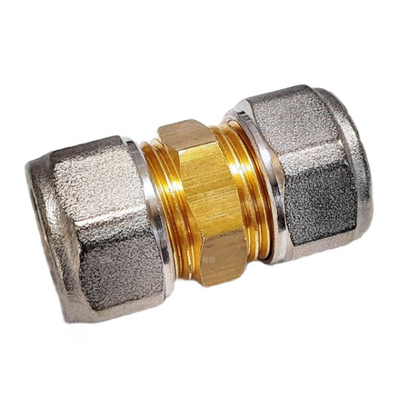 Złączka prosta skręcana QIK Do rur wielowarstwowych, mosiądz, 16 mm (złącze skręcane x złącze skręcane)