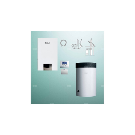Pakiet - Kocioł gazowy jednofunkcyjny VAILLANT ecoTEC exclusive VC 25CS/1-7 kondensacyjny wiszący 2.8 - 26.4 kW + RegulatorsensoCOMFORT 720 + Zestaw powietrzno-spalinowy szachtowy + Zasobnik c.w.uVIH R 120/6 M