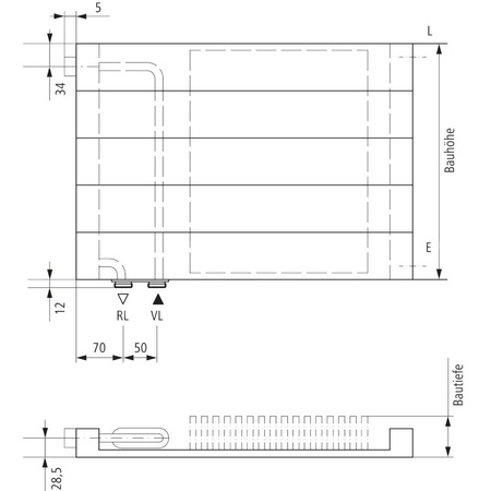 Grzejnik płytowy typ 10 KERMI V-HHV wym. 210 x 5200 mm, kolor biały, moc 1300 W