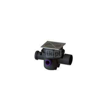 Wpust KESSEL z 1 przyłączem DN 100, odpływ pionowy, kratka 187x187mm stal nierdzewna