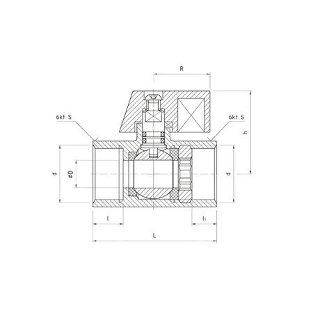 Zawór kulowy PERFEXIM 3021 mosiądz chromowany, PN16 1/2'' GW, uchwyt: krótka dźwignia