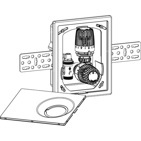 Multibox K-RTL - z zaworem termostatycznym i ogranicznikiem powrotu (RTL), pokrywa oraz głowica termostatyczna K chromowana