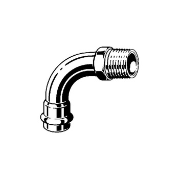 Łuk Sanpress 90' VIEGA 2314 jednoczęściowy, stal nierdzewna / stal nierdzewna, 22 mm, 3/4'' (mz x gz) z uszczelką