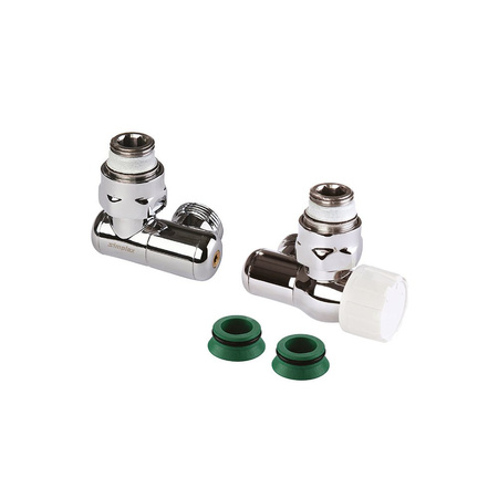 Zestaw podłączeniowy do grzejników dekoracyjnych FLAMCO MEIBES zawór grzejnikowy / zawór grzejnikowy dolny Chrom