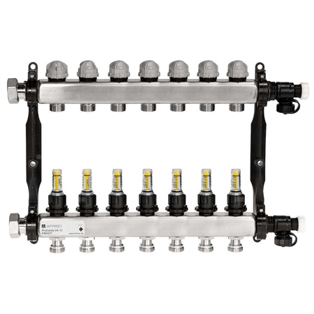 Rozdzielacz do ogrzewania podłogowego AFRISO ProCalida VA 1C 7-obieg. stal nierdzewna GZ 1'' x euroconus 3/4''