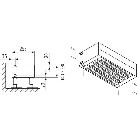 Konwektor Kermi Konvektor Typ54 BH210x255x4000mm QN8368, weiß, 6bar, o. Abd., AB Uni.