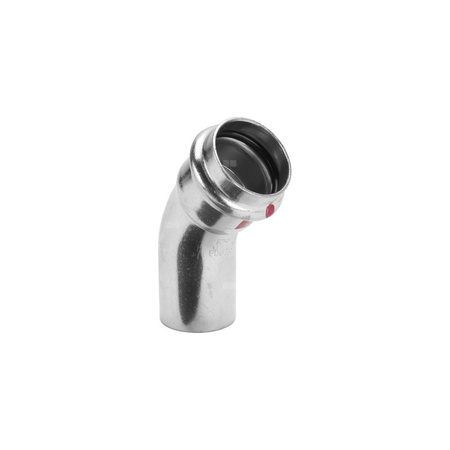 Łuk Prestabo 45' VIEGA 11261 jednoczęściowy, stal (ocynk galwaniczny/elektrolityczny) / stal (ocynk galwaniczny/elektrolityczny) (ocynk), 42 mm (mz x kw) z uszczelką