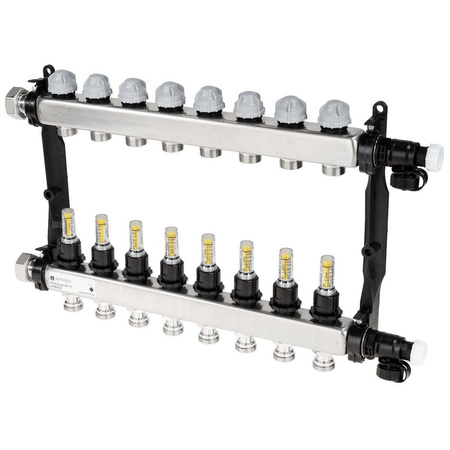 Rozdzielacz do ogrzewania podłogowego AFRISO ProCalida VA 1C 8-obieg. stal nierdzewna GZ 1'' x euroconus 3/4''