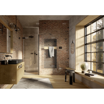 Kermi®Credo®Half®round-E 1400x600x46 800W,srebro/drewno,lewy,WWS biały,SK1