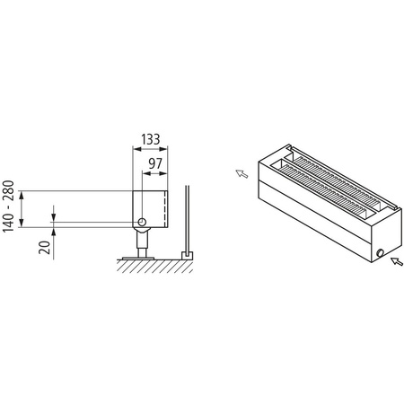 Konwektor Kermi Kon m. Str. Typ22 BH210x133x5800mm QN5417, weiß, 6bar, m. Abd., AB Uni.