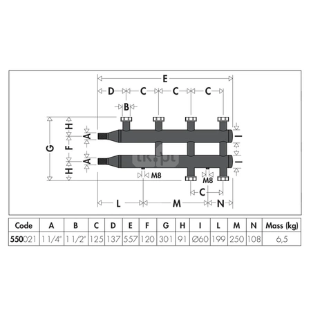 2+1 Rozdzielacz do instalacji grzewczych i chłodniczych
