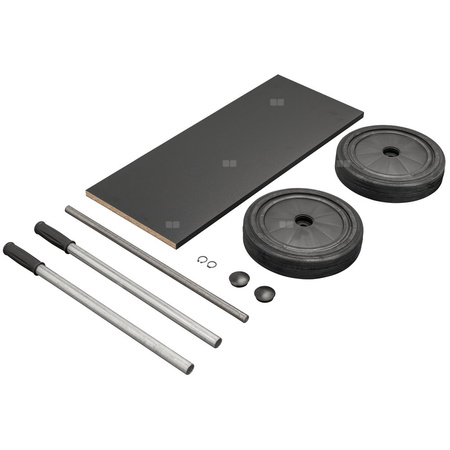 Zestaw kół z półką na materiał