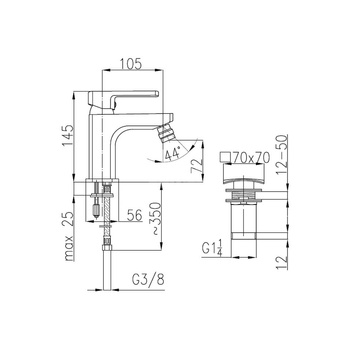 Bateria bidetowa KFA Armatura KORUND, kolor chrom