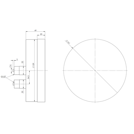 Ciśnieniomierz różnicowy AFRISO KP Dif D411 0/40 mbar mosiądz G1/2B aksjalne fi 160, kl. 1.6%