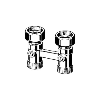 Moduł przyłączeniowy prosty VIEGA 10965 mosiądz (niklowanie) 3/4'' zewnętrzne x 3/4'' Eurokonus, rozstaw 50 mm do grzejników