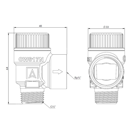 Zawór przelewowy AFRISO MS mosiądz 2,5 bar GZ x GW 1/2'' x 3/4''