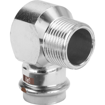 Przejściówka kątowa 90' VIEGA 17141, stal nierdzewna / stal nierdzewna, 15 mm x 1/2'' (zw x gz)