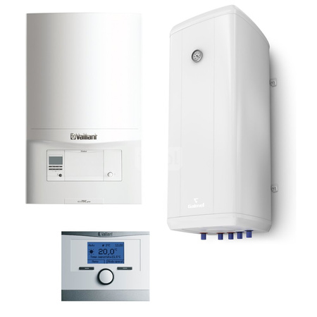 Pakiet - Kocioł gazowy jednofunkcyjny VAILLANT ecoTEC pro VC 146/5-3 kondensacyjny wiszący 5.9-15.3 kW + Czujnik c.w.u. + Regulator calorMATIC 350 + Zasobnik c.w.u Vulcan 100L wiszący