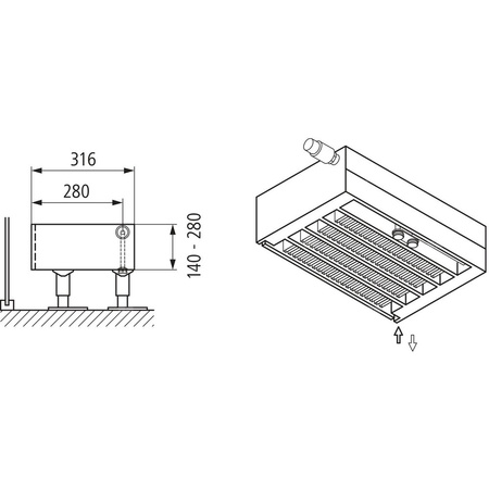 Konwektor Kermi V-Kon S Typ55 BH70x316x4400mm QN4827, weiß, 6 bar, m. Abd., Vent. re