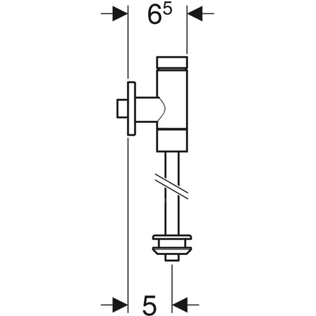 Zawór spłukujący do pisuarów Koło z pneumatycznym uruchamianiem spłukiwania, przyłącze wody z tyłu