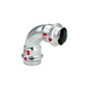 Łuk Prestabo 90' VIEGA 1116 jednoczęściowy, stal (ocynk galwaniczny/elektrolityczny) / stal (ocynk galwaniczny/elektrolityczny), 88.9 mm x 42 mm (mz x mz) z uszczelką