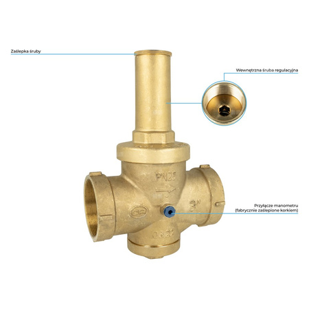 Regulator ciśnienia wody AFRISO BPR 408 mosiądz, GW 3'', 25 bar