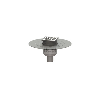 Wpust KESSEL Classic z 1 przyłączem DN 50, odpływ pionowy (zdejmowany), kratka 100x100mm stal nierdzewna